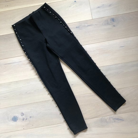 Zara Pants - ZARA Black stretchy pants w/silver bead detail